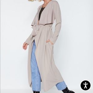NWT Nasty Gal Beige Duster Coat